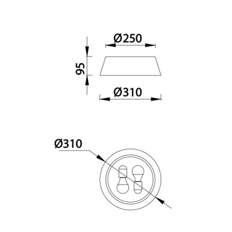 Dimensions of the rustic ceiling lamp size S by Mantra | Aiure