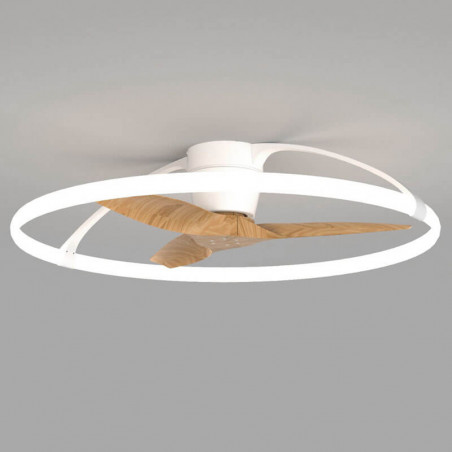 Ceiling fan Nepal white and wood blades Mantra | AiureDeco