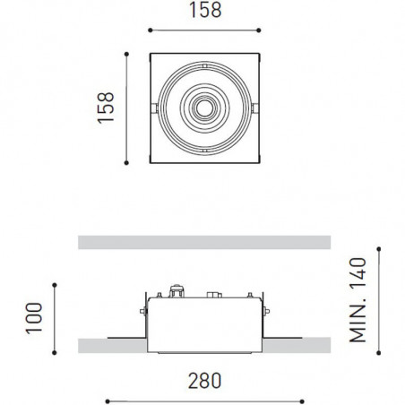 Dimensions of the Orbital Trimless Lark-111 spotlight by Arkoslight | Aiure