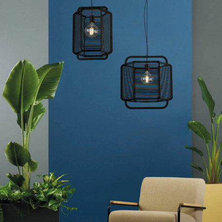Two black pendant lamps Corda M & L by ACB | Aiure