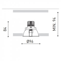 Dibujo dimensional del downlight Gap de Arkoslight | Aiure