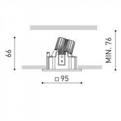 Dimensional drawing of the Win 5W downlight by Arkoslight | Aiure