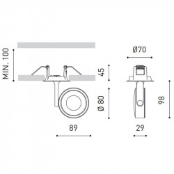 Dimensions de l'Arkoslight Six Recessed M 17W | Aiure