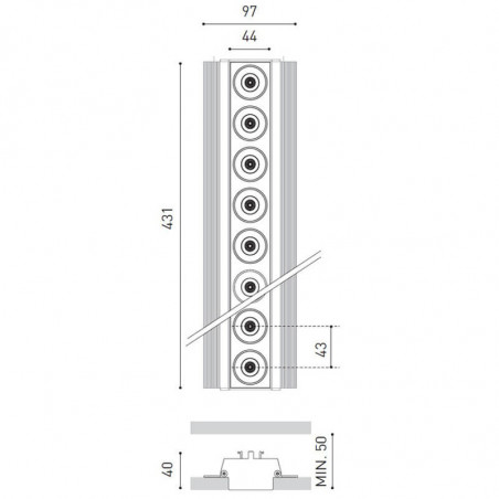 Dimensiones del downlight Black Foster Trimless 10 de Arkoslight | Aiure