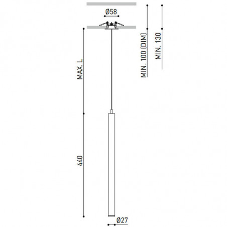 Measures de la lampe suspendue Stick 44 par Arkoslight | Aiure