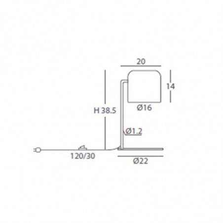 Dimensions of the Pot table lamp by Ole by FM | Aiure