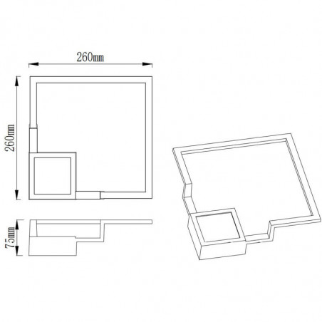 Dimensions of the small LED wall lamp from the Boutique series by Mantra | Aiure