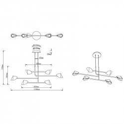 Minimalist pendant lamp with 6 lights Capuccina de Mantra data-sheet| Aiure