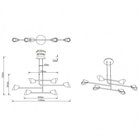 Minimalist pendant lamp with 6 lights Capuccina de Mantra data-sheet| Aiure