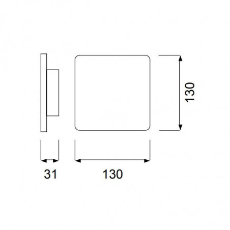 Dimensiones aplique LED cuadrado Bora Bora 6W de Mantra | Aiure