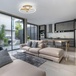 Ceiling fan white-wood Nature by Mantra in a living room| Aiure