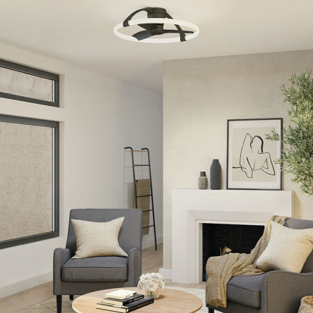 Nepal Mini black finished ceiling fan by Mantra in a living room| Aiure