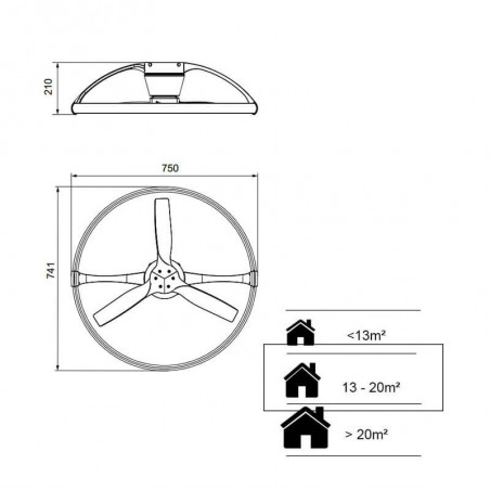 Nepal Mini black finished ceiling fan by Mantra data-sheet| Aiure