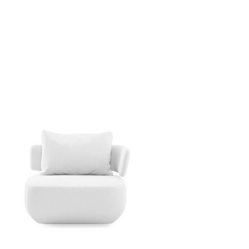 Fauteuil design Levitt blanc de Viccarbe avec le bras à droite| Aiure